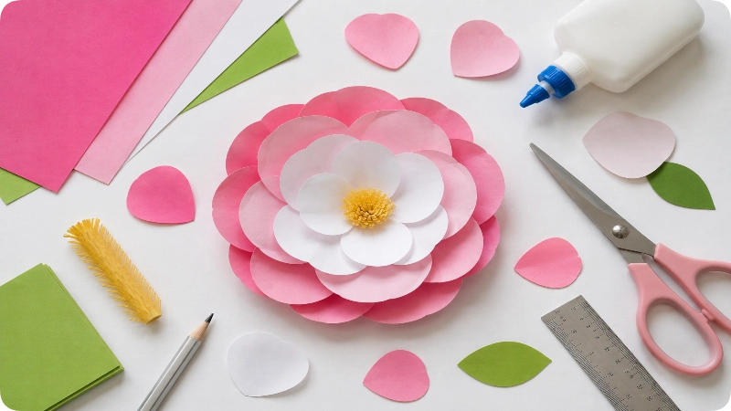 At a Glance for How to Make a Paper Flower