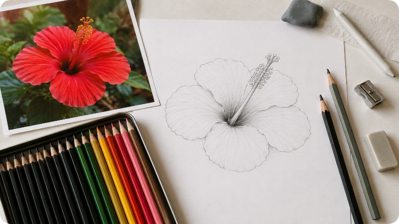 Before You Begin for How to Draw a Hibiscus Flower